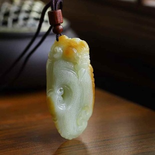 Natural Xinjiang Hetian Jade Factory Store Qiemu Material Old Material Pretty Sugar-Colored Jade Pixiu Pendant with Certificate