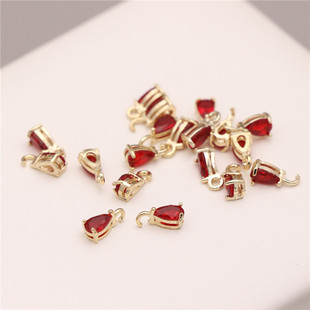 14K gold-coated micro-inlaid rare earth glass zircon-coated double-line water droplets 3*8mm real gold-plated pendant diy material