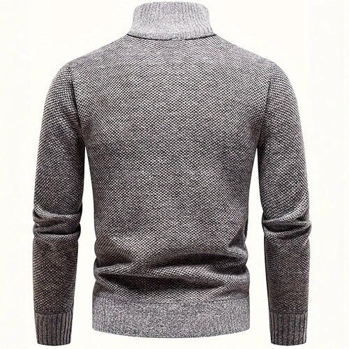 2026 Men's Western and European Autumn and Winter Knit Sweater with Fleece and Thick Stand-up Collar Half Zip Pullover Hoodie