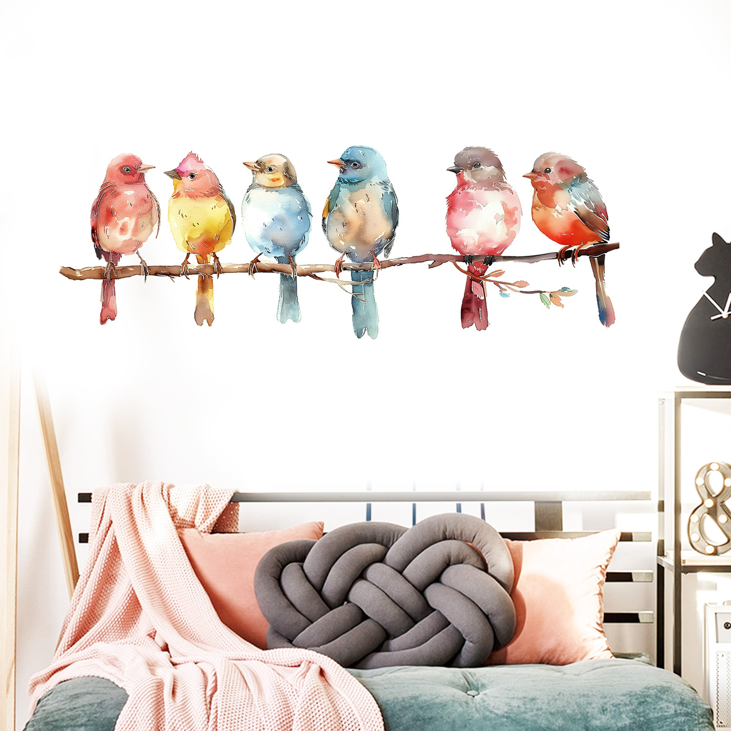 Amazon transfronterizo en un grupo de pájaros coloridos pegatinas de pared para la decoración de la sala de estar del dormitorio pegatinas autoadhesivas