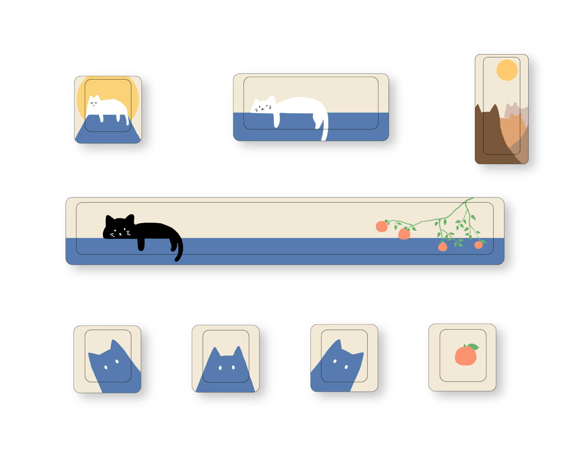 Tema lindo personalizado teclado suplementario de ocho piezas conjunto de sublimación de cinco lados fábrica original MDA fábrica original teclado altamente mecánico