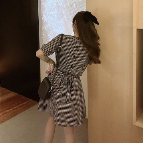 Women's Summer Short Skirt with High-waisted Striped Dress, Slimming and Fashionable