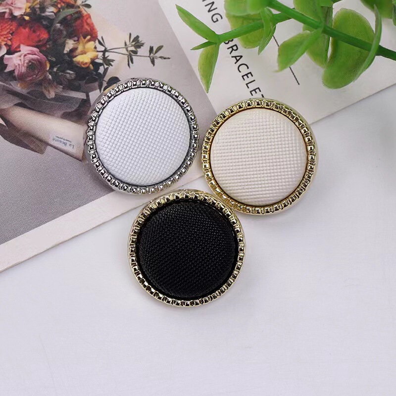 Green Dummy Grid Double-Pair Metal Hand-Sewn Buckle Round Cloth Buttons Small Fragrant Celebrity Style Buttons Tweed Coat