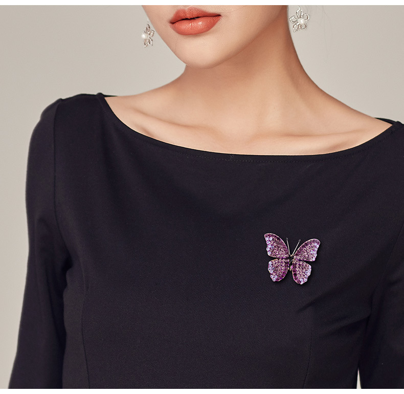 22g Weight Rhinestones Inlay Material Brooches Classification Simple Style Pin Butterfly Alloy Plating Inlay Rhinestones Women's Brooches