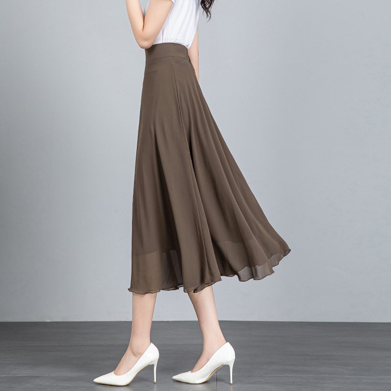 Summer solid colored shiffon long long skirt