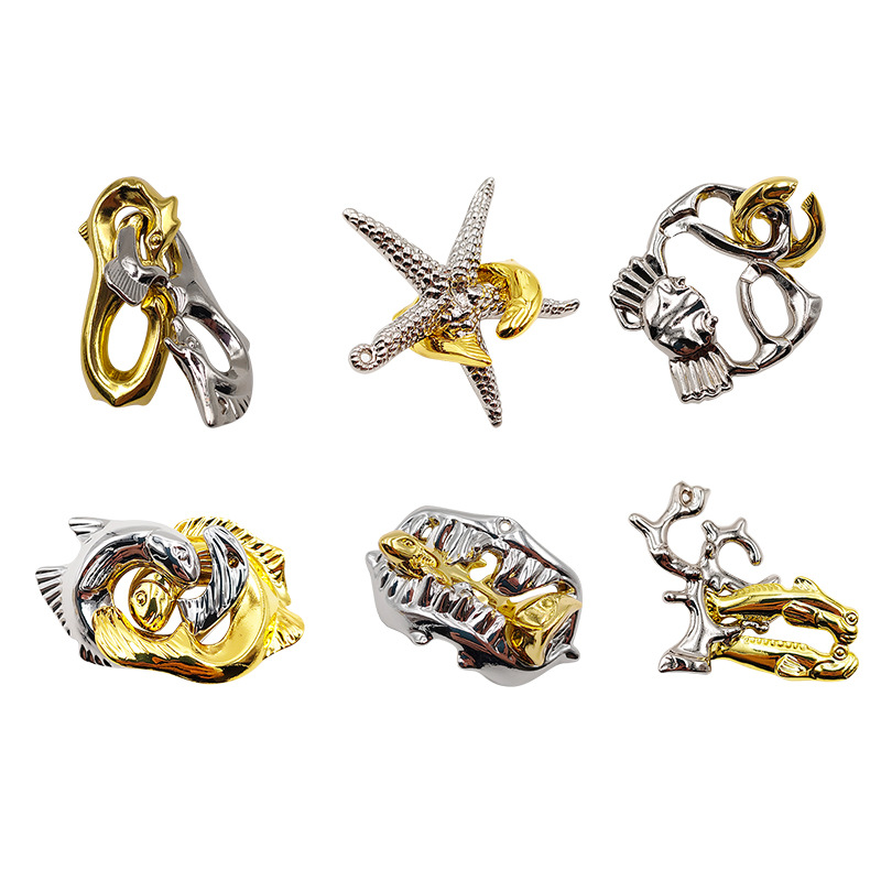 La magia del rompecabezas de oro de la aguja de herradura de bloqueo cuadrado desbloquear Luban bloqueo cerebro ardiente Kong Ming triángulo de bloqueo de la cadena de alta IQ pick-up