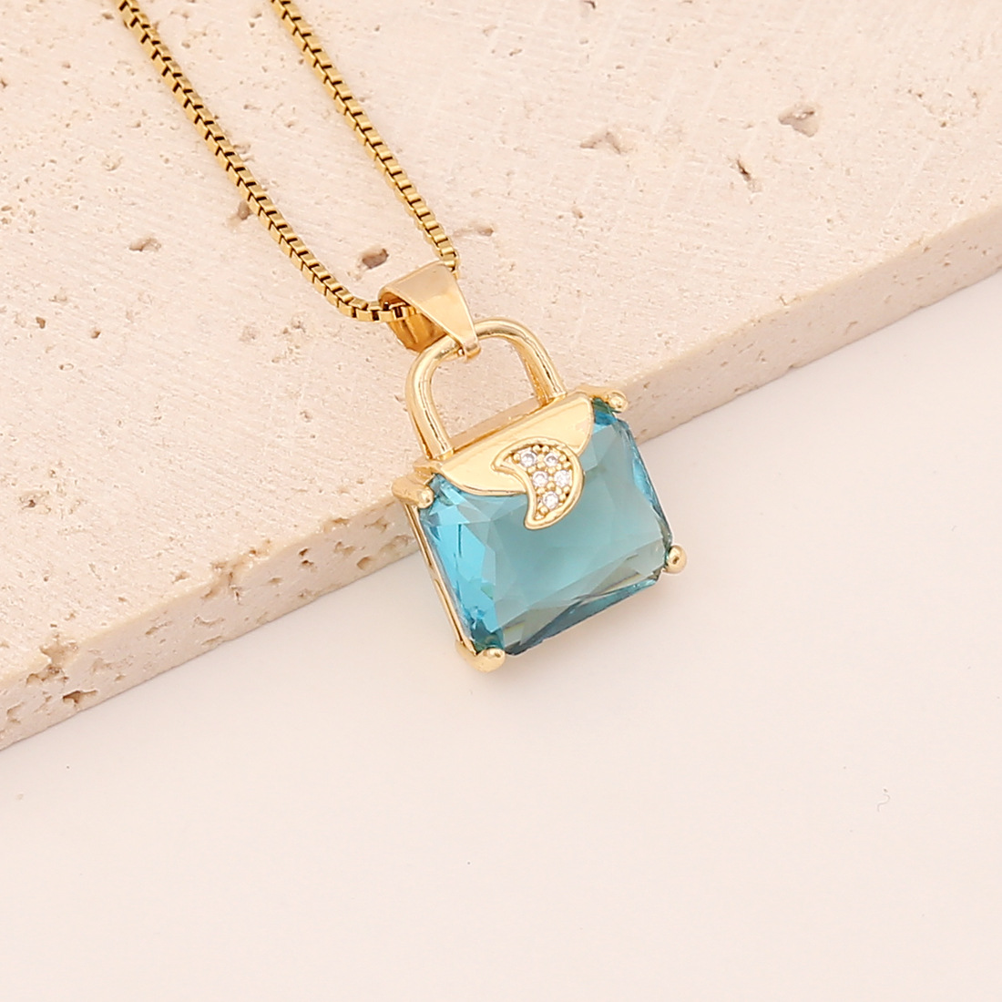 transparent Crystal Zircon Moon decor Necklace