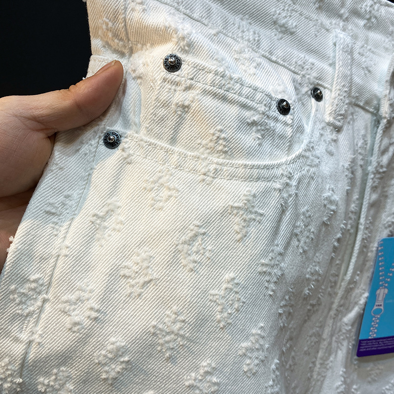 Summer High-End White Denim Shorts for Men and Women 2025 New Summer Breathable and Handsome Casual Mid-Length Pants
