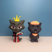 爆款卡通红太狼灰太狼公仔摆件可爱创意手办公仔桌面摆件汽车装饰