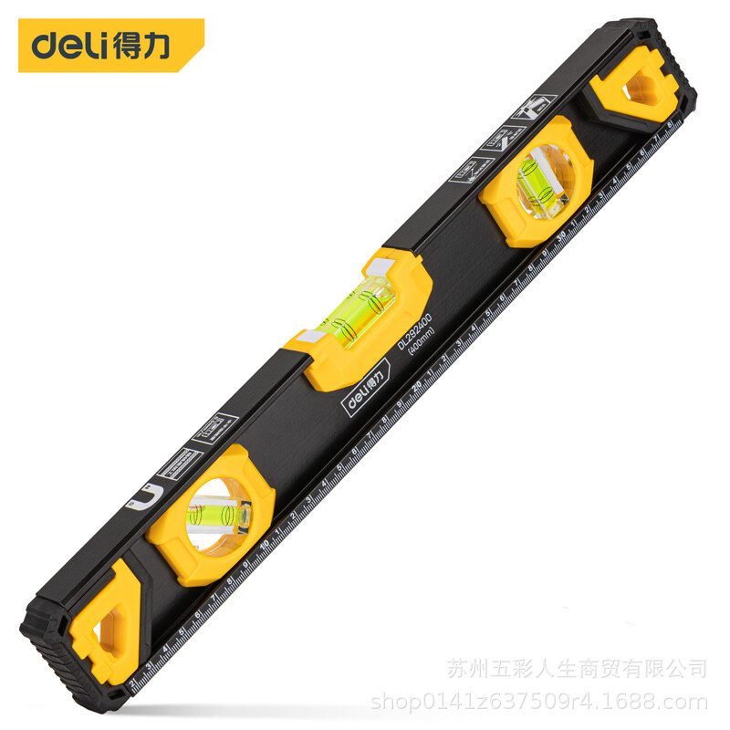 得力工具 DL292400水平尺高精度靠尺强磁工字实心铝水平尺