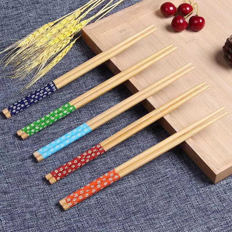手工毛竹木筷子樱花筷子韩式料理筷子天然环保家用筷子健康无污染