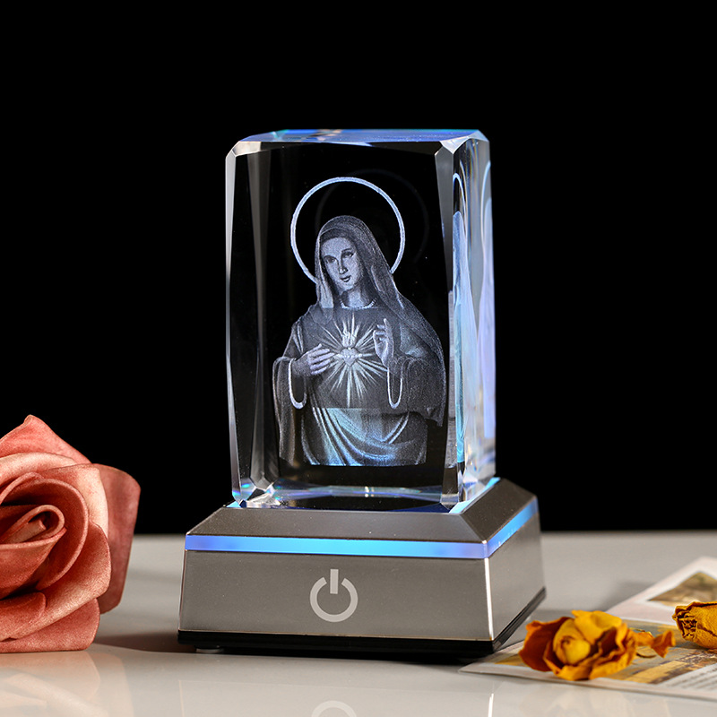 水晶工艺品爱心玫瑰水晶3D内雕摆件送男女朋友生日礼物纪念日礼品