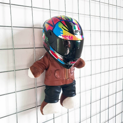 Motosiklet dəbilqələri – Box Decoration Rally Bear - height-28cm-maroon-brown-bearagv-graffiti-upgraded-tail-fin