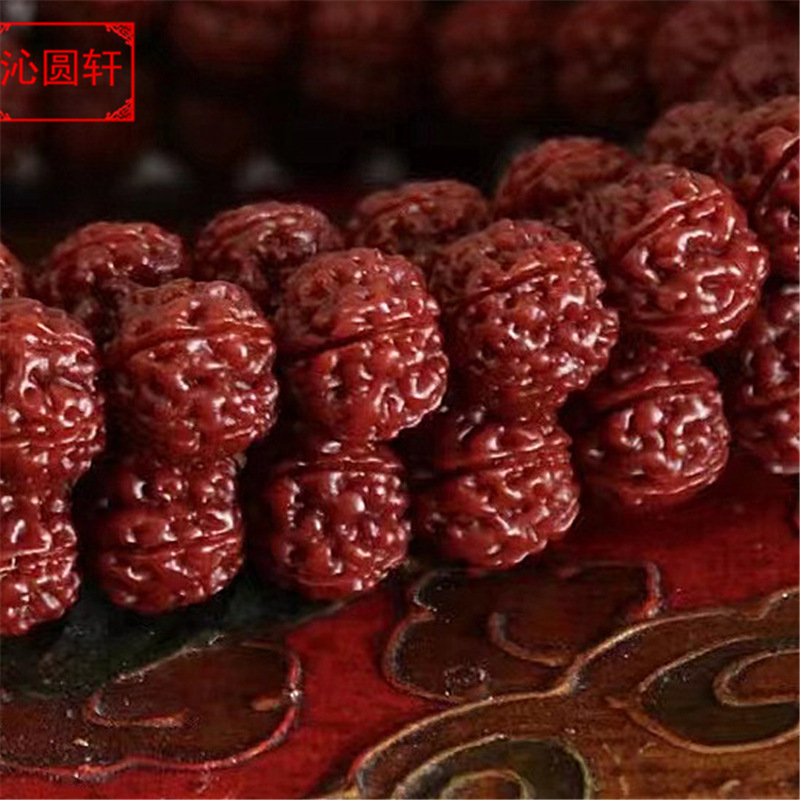 帝王龙小金刚菩提子108颗佛珠手串盘刷红透包浆玉华老盘龙纹