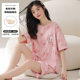 Pajamas women's summer short-sleeved sweet with chest pad Korean cartoon student casual home wear loose plus size Summer