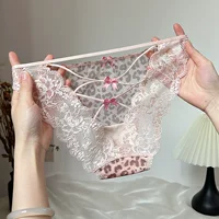 Сексуальные полые трусики с открытыми ягодицами женские леопардовые кружева европейские и американские кроссоверы с низкой талией