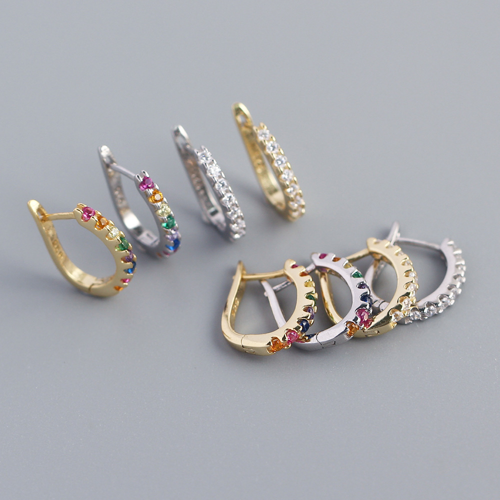 2g Weight 925 Sterling Silver Ear Needle Material 1 Pair 925 Sterling Silver Zircon U Shape Earrings