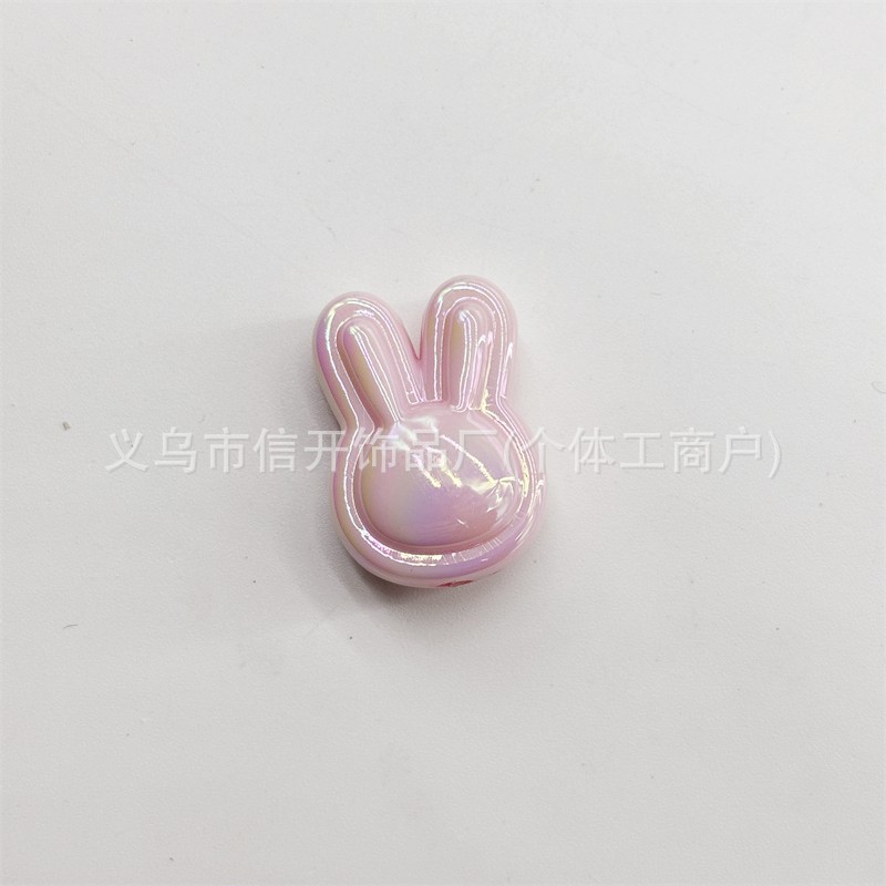 Cuentas de acrílico vibrantes con agujeros verticales y recubierto conejo, para DIY llaveros, cadenas y accesorios de joyería hechos a mano.