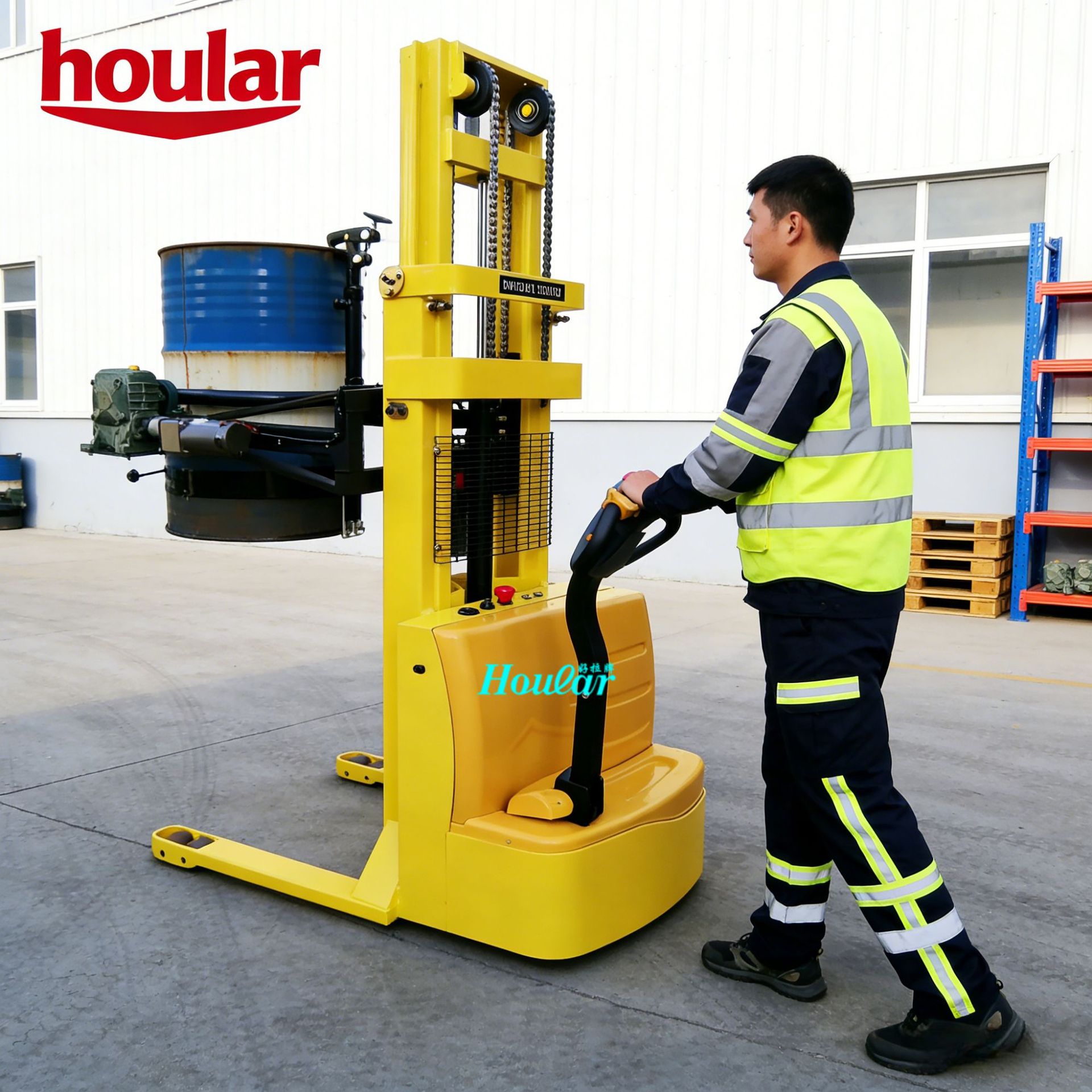 YL520电动油桶车堆高车自动倒料车半电动油桶翻转搬运车