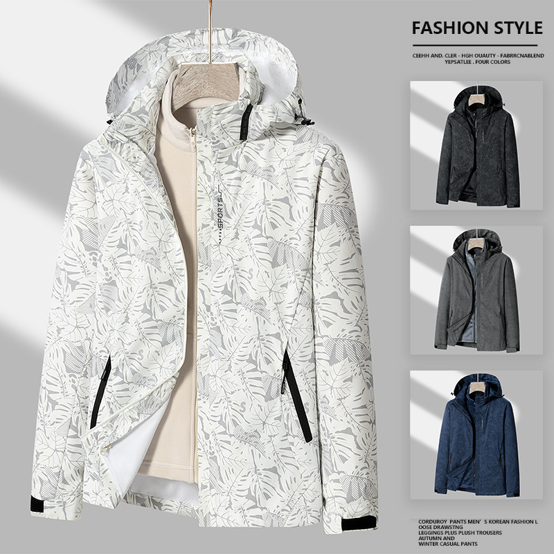 Otoño y invierno pareja de terciopelo grueso agitado chaqueta casual de terciopelo hombre y mujer cuello vertical chaqueta de terciopelo 3 en 1 chaqueta de asalto