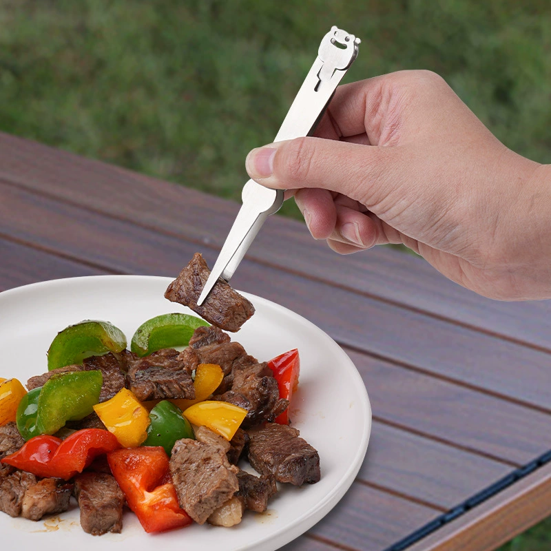 Новый трансграничный продукт Amazon, одноразовые многоразовые съемные пинцеты двойного назначения из нержавеющей стали, зажимы для вилок для фруктов