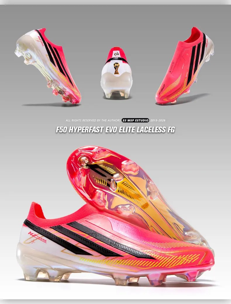 Tenis de Fútbol con Tacos Largos para Césped F50, Suela TPR y TPU, Amortiguación