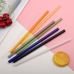 Wholesale glass straws High borosilicate food grade ins style colored transparent glass straws high temperature resistant milk tea straws