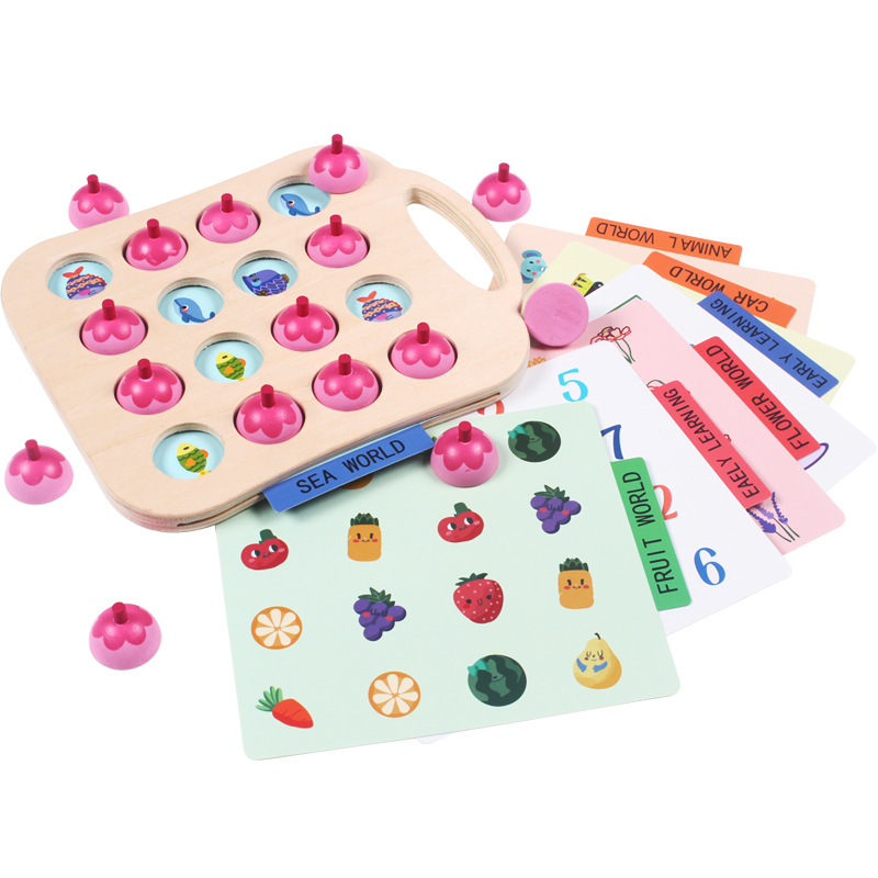 CE madera seta color memoria juego de ajedrez rábano tirando niños iluminación educación temprana juguetes educativos material didáctico al por mayor
