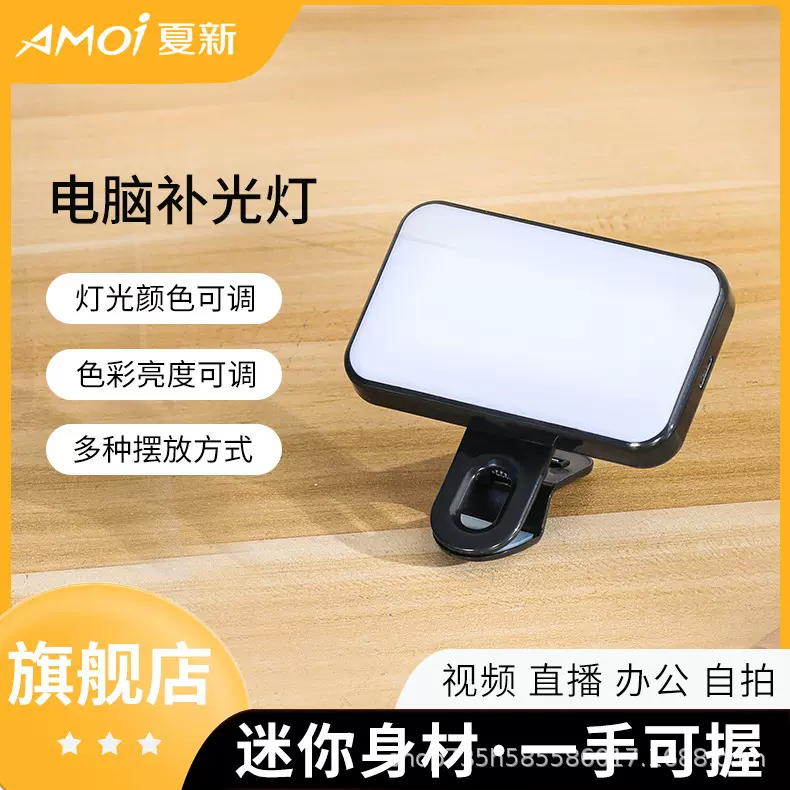 桌面美人腿口袋补光灯带麦克风套装单反会议灯手持摄影带话筒