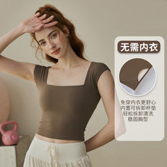 帶胸墊瑜伽服女夏季新款跑步運動上衣專業普拉提訓練T恤健身背心