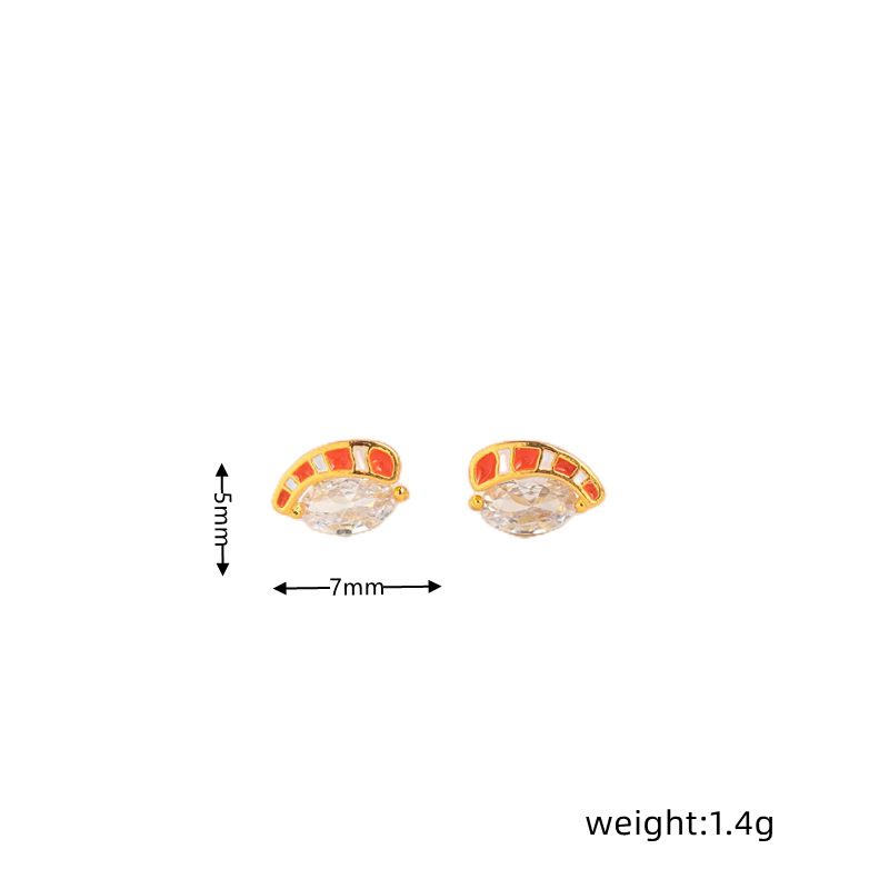 Fashion Geometric Coke Hamburger Brass Inlaid Zircon Ear Studs 1 Pair