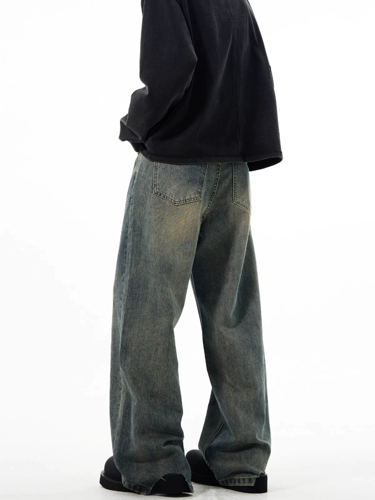 Autumn jeans, retro casual trousers, American style, oversize, loose straight fit