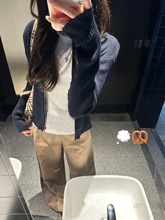 韩系早秋穿搭针织开衫上衣女春秋季新款修身短款内搭拉链毛衣外套