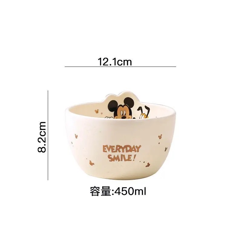 Cuenco de cerámica de oso Pooh de lujo ligero 2025 nuevo juego de cuenco de alto valor cuenco de arroz doméstico de dibujos animados con cuchara de dibujos animados