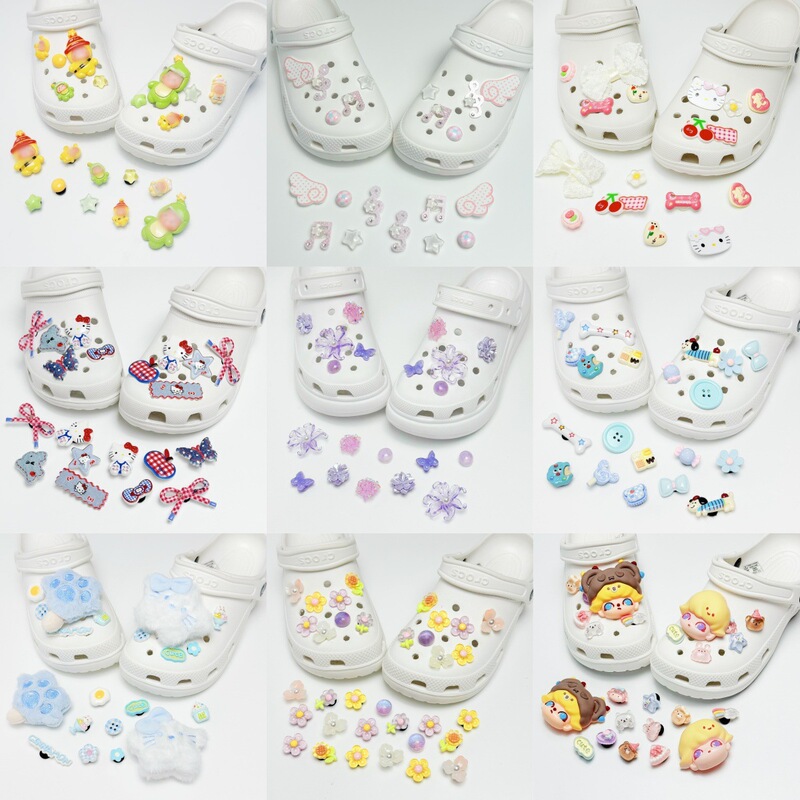 Cute cartoon various hole shoe charms, versatile resin shoe decorations, butterfly, bubble, flower, animal decorative charms wholesale Cute cartoon various hole shoe charms, versatile resin shoe decorations, butterfly, bubble, flower, animal decorative charms wholesale