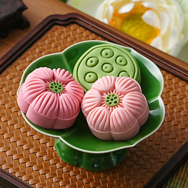 月饼模具新款2025荷花莲蓬国潮风做绿豆糕点心中式手压磨家用烘焙|undefined