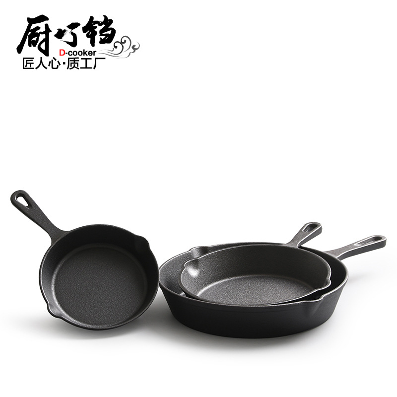 Sartén de hierro fundido sin recubrimiento, juego de tres sartenes, plancha americana vintage