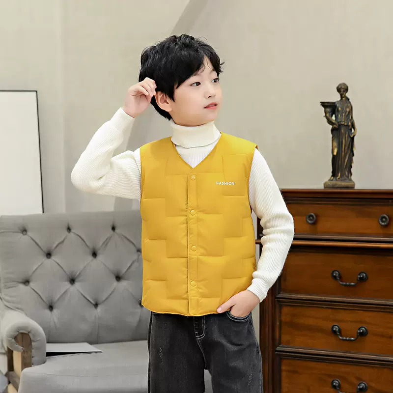 中大童羽绒马甲2023秋冬新款小学初中生校服内外穿保暖轻薄款背心