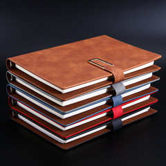 商務辦公A5筆記本定製小批量會議記錄U型PU軟皮磁扣活頁本可插卡