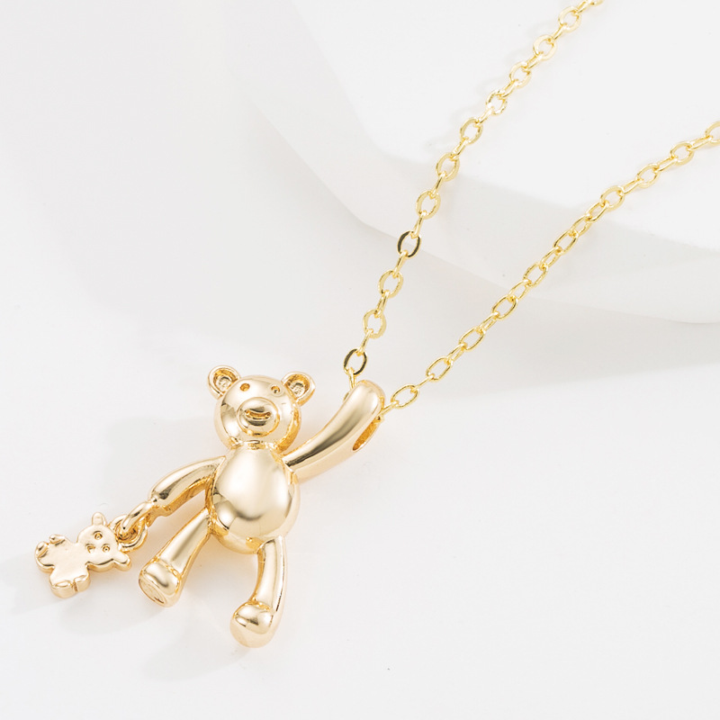 Cute Bear Copper Pendant Necklace 1 Piece