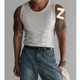 American Tough Guy Style Elastic Vertical Stripes Stitching Slim Knitted Vest Men's Fitness Sports Breathable Sweat-Absorbent Bottoming Shirt