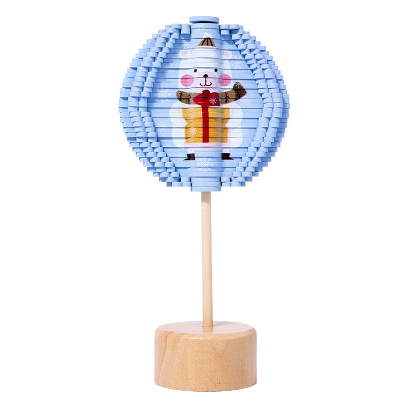 Montessori madera divertido tema de Navidad maquillaje facial Piruleta de doble cara giratoria espiral árbol descompresión educación temprana juguetes educativos