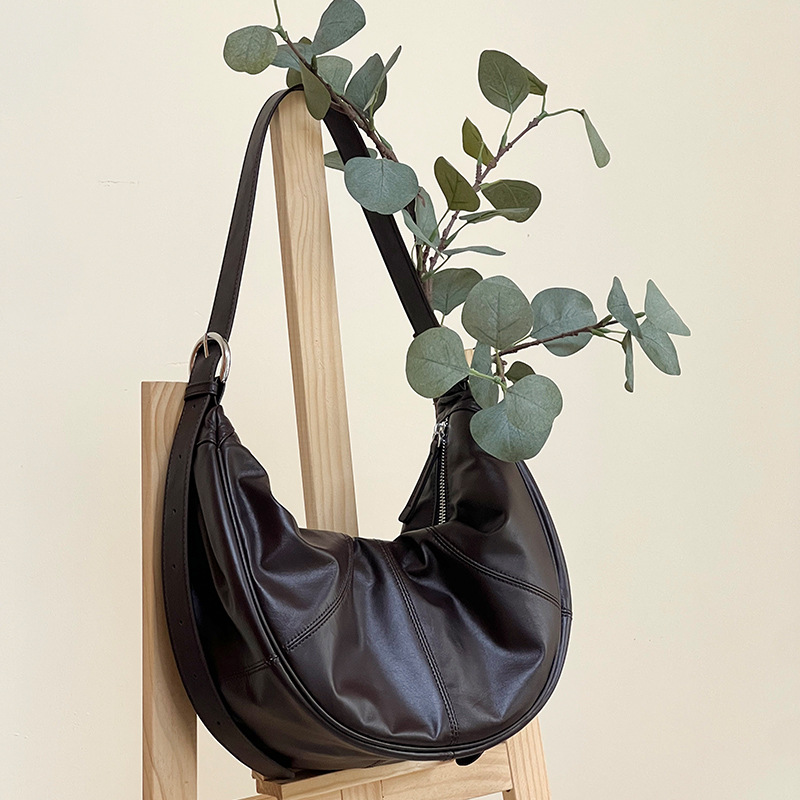 Genuine Leather Women's Cloud Bag, Niche Design Underarm Bag, High-End Large Capacity Crossbody Bag, Versatile - Thumbnail 8