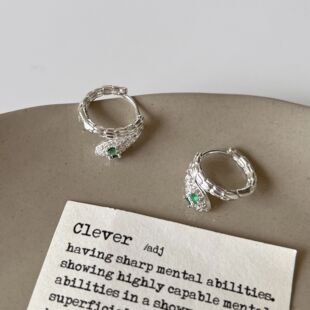 Light luxury, micro-encrusted snake-shaped zircon earrings, cold style fashion earrings, niche design, personalized earrings for women