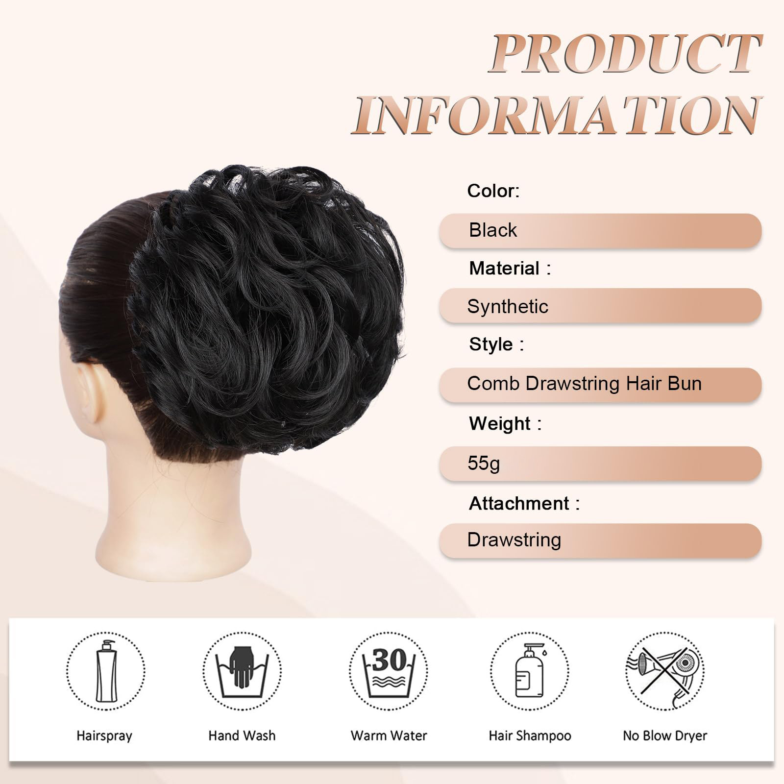 Hair Comb Drawstring Messy Short Curly Hair Bag Short Ponytail Hair Bag Wig European and American Style Dress-up Synthetic Chemical Fiber