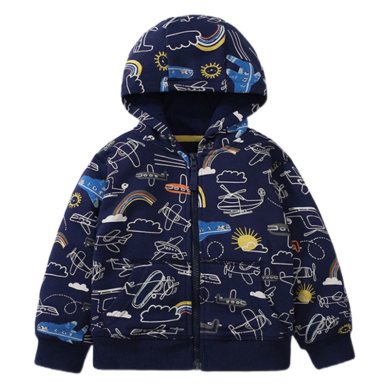 Pequeño Maven niños abrigo otoño niños abrigo estilo europeo y americano cremallera Camisa con capucha dibujos animados niños abrigo