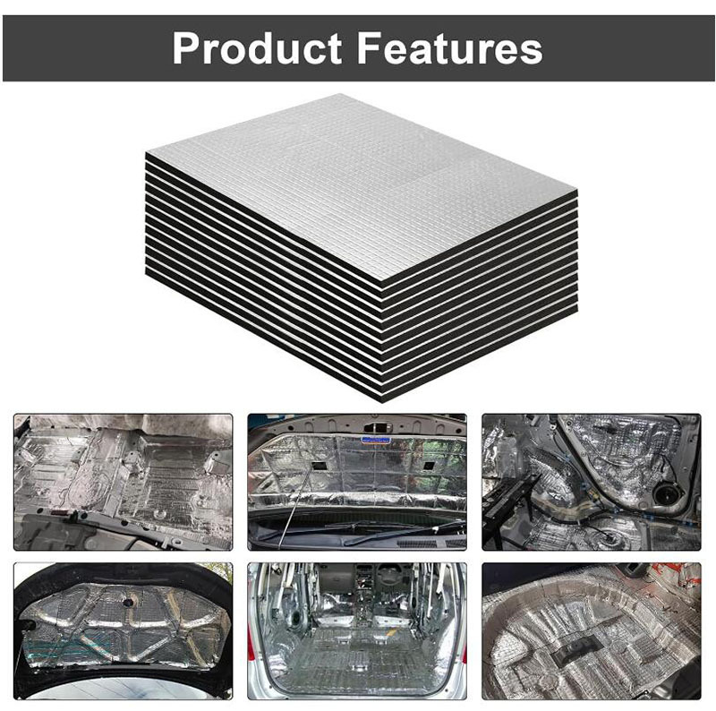 40*25cm 5mm square grid aluminum foil cotton for car soundproofing and insulation, suitable for car doors, trunks, chassis, and fenders