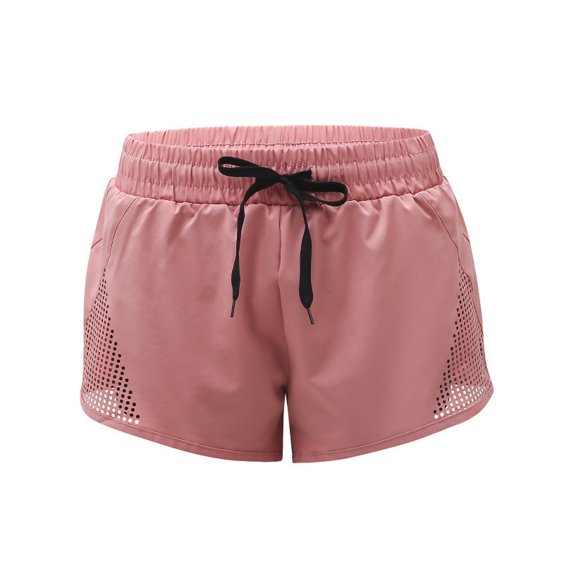 Pantalones cortos transpirables de malla de verano para mujeres secos rápidos y sueltos de acondicionamiento físico para correr contra la iluminación y adelgazamiento falso dos piezas