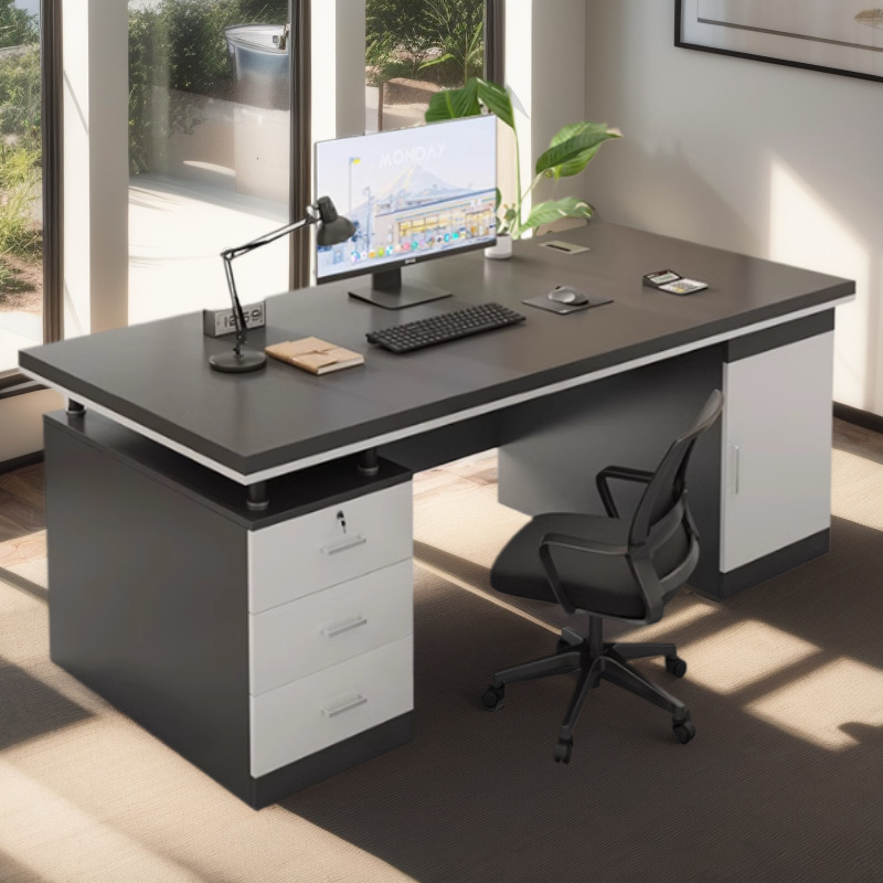Escritorio Mesa de jefe Mesa de oficina simple y moderna Combinación de mesa y silla para una sola estación Escritorio para computadora Escritorio para el hogar