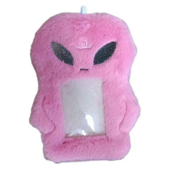 Korean version of plush cute alien card set creative love bean small card display pendant meal card bus card storage card bag